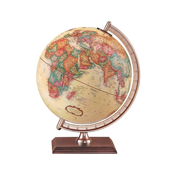 9″ Vintage World Globe with Square Wooden Base, Classic Desk Decorative Globe for Office, Study, Home & Gift