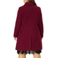 thumbnail image 3 of Agnes Orinda Women's Plus Size Peter Pan Collar Coat Solid Single Breasted Long Fall Winter Outerwear with Pockets 2X Burgundy, 3 of 7