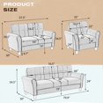 thumbnail image 3 of Hassch Upholstered Linen Fabric Living Room Sofa Set, Single Sofa and 3-seat Sofa (Gray), 3 of 9