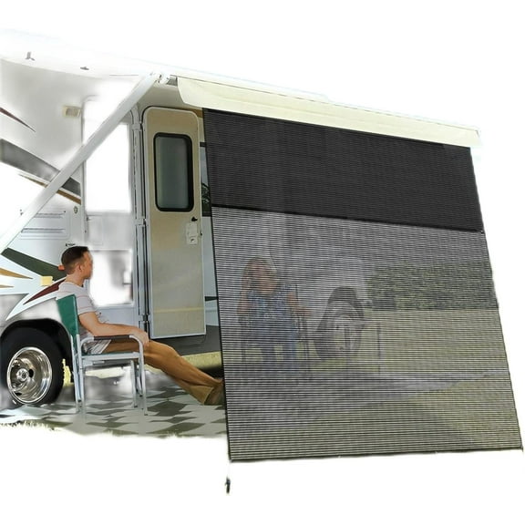 16FT RV Awning Sun Shade Screen with Zipper 600D Oxford Top Bottom