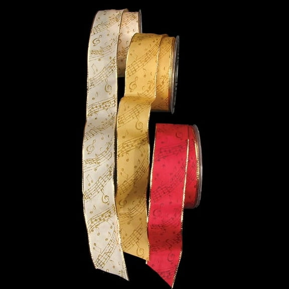 The Ribbon People Red Music Notes Printed Taffeta Wired Craft Ribbon 1.5" x 27 Yards
