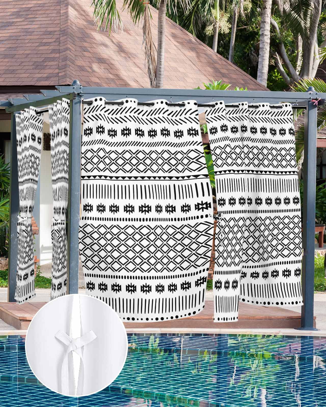 Abstract Art Outdoor Curtains for Patio, Geometric Privacy Drapes Grommet Waterproof Outside Curtains for Porch/Cabana/Balcony 54"x 108", 1 Panel