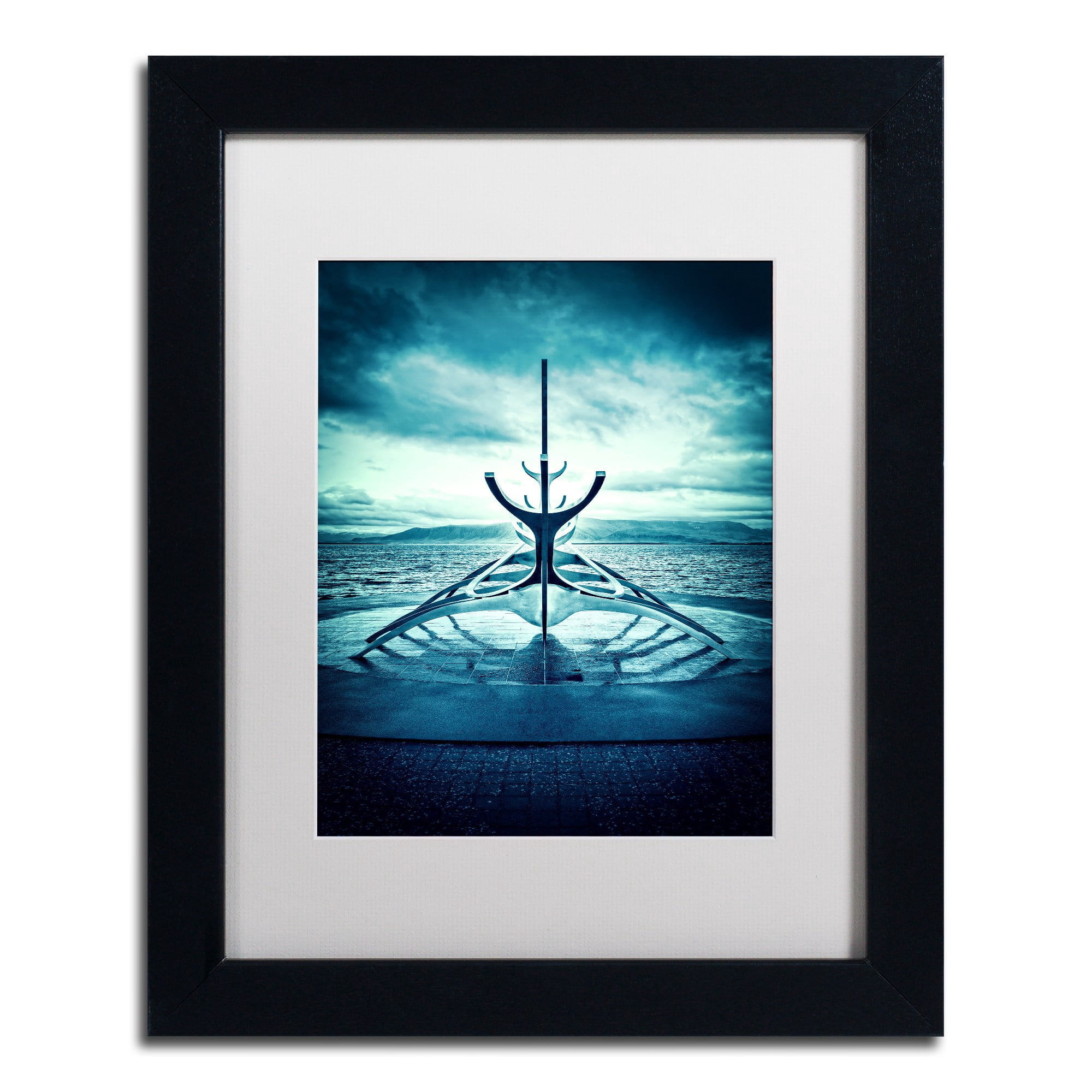 Trademark Fine Art 'Viking Ship' Canvas Art by Philippe Sainte-Laudy, White Matte, Black Frame