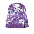thumbnail image 3 of Guluxicc Lounge Sets for Women 2 Piece Floral Button Down Shirts and Wide Leg Pants Pullover Pajamas Sleepwear Pjs Set Outfits, Purple, M, 3 of 4