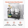 thumbnail image 4 of 3-Tier Kitchen Sink Caddy Organizer with Sponge Holder, Drain Rack & Utensil Storage – Expandable, Adjustable Kitchen Counter Essentials Organizer for Dishes, Soap, Brushes (Black), 4 of 11