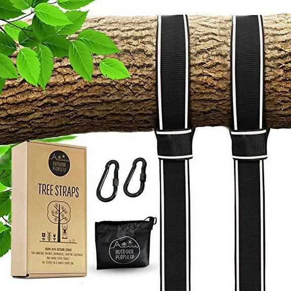 Outdoor People Co Set of 2 Tree Swing 10ft Strap Hanging kit with Travel Carry Handy Bag with Safe Lock Carabiners and Hooks 2500lbs Breaking Strength for Securing Hammocks-Tree Swings and Tires
