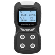 Angle View: 4-Gas Monitor Meter Tester Analyzer Portable Gas Detector Monitor Digital Toxic Gas Detector Rechargeable Lcd Display Sound Light Vibration Alarm Air Quality Tester
