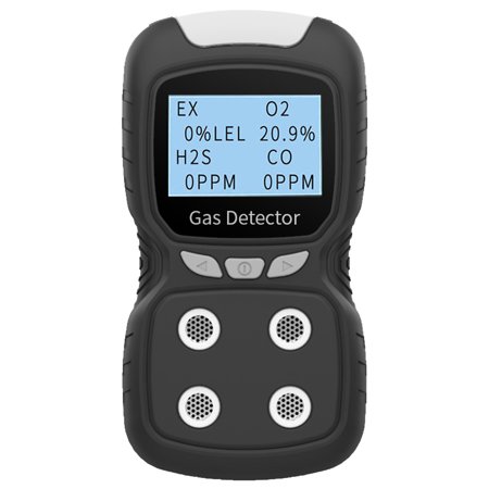 4-Gas Monitor Meter Tester Analyzer Portable Gas Detector Monitor Digital Toxic Gas Detector Rechargeable Lcd Display Sound Light Vibration Alarm Air Quality Tester