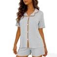 thumbnail image 3 of Naittoop Pajama for Women Set Short Sleeve Button Down Pajamas Sets Soft Lounge Sets for Women Sleepwear PJS, 3 of 5
