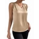 thumbnail image 2 of Xuyuer Women's Casual Fashion Solid Color V-Neck Satin Top, Chic Short Sleeve Blouse for Dinner Dates, Cocktail Parties and Spring Summer Evening Wear, 2 of 7