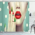 thumbnail image 1 of Ambesonne Lips Shower Curtain, Watermelon Nail Art and Makeup, 69"Wx84"L, Multicolor, 1 of 3
