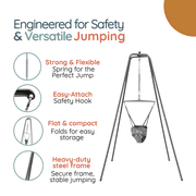 Jolly Jumper Elite Baby Exerciser - Sturdy Frame, Indoor and Outdoor Exercise Saddle Seat, Adjustable Height, for Infants up to 28lbs