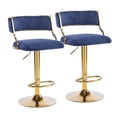thumbnail image 6 of Zimtown Set of 2 Swivel Barstools, Luxe Padded 24" Counter Bar Stool Adjustable Height with Footrest for Kitchen Island, Bar, Dining Room, Blue & Gold, 6 of 6