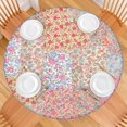 thumbnail image 2 of Pioneer Flower Floral Print Pattern Round Fitted Tablecloth with Elastic Edge,Dining Table Cover Waterproof,Outdoor Round Tablecloth for Camping,Dining,Indoor and Outdoor, 2 of 7