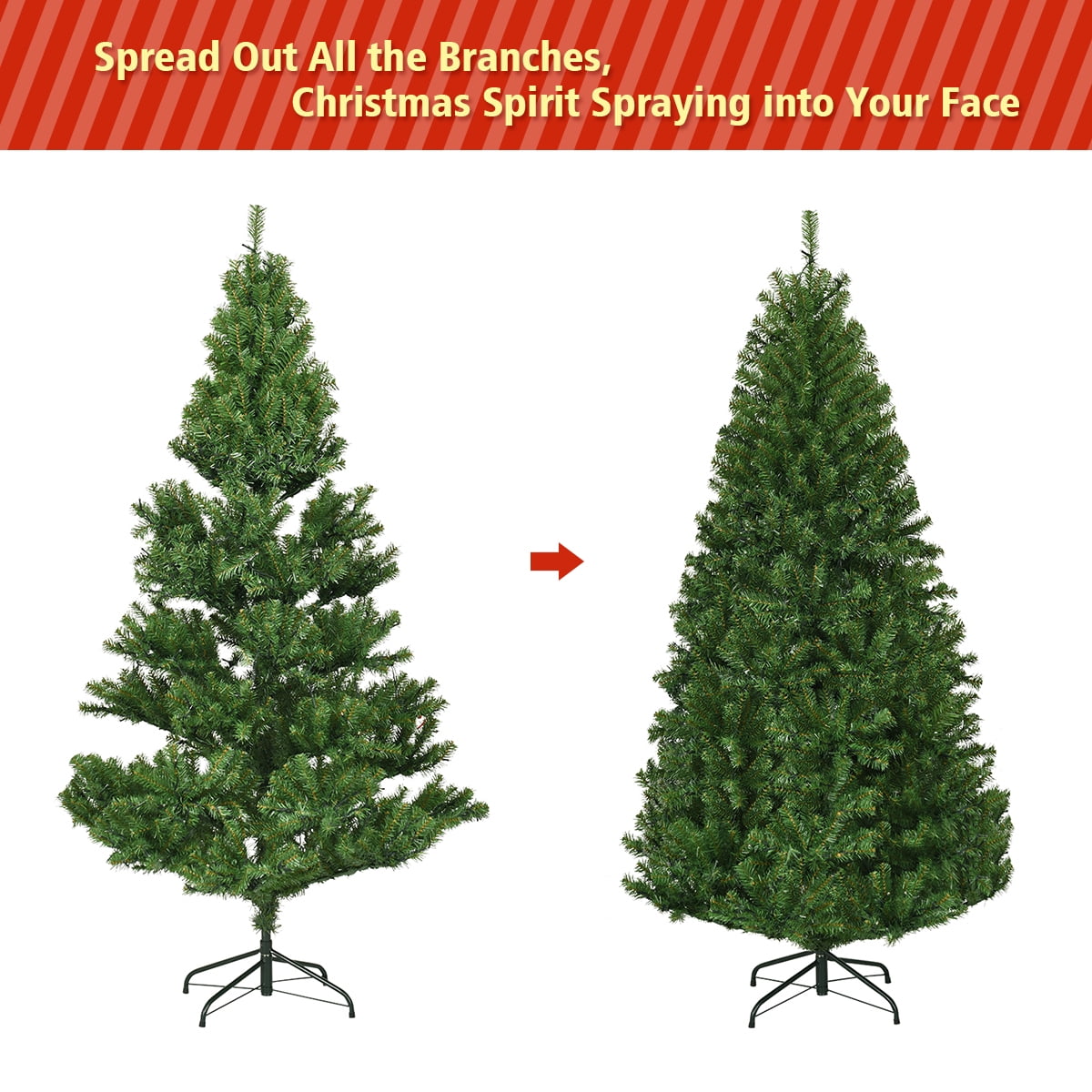 Costway Muti-Color 150 Led Green Prelit Full Hinged Artificial Christmas Tree, 5' - Walmart.com