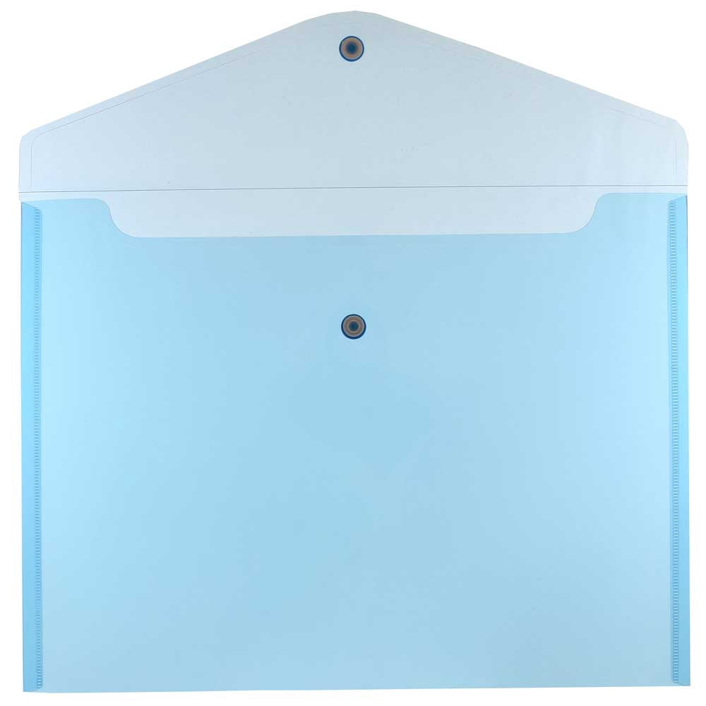 JAM Paper Plastic Snap Envelopes, 9.8x13, 12/Pack, Blue