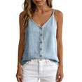 thumbnail image 7 of Tank Tops for Women Sleeveless V Neck Button Front Camisole Shirts Summer Casual Loose Fitted Spaghetti Strap Camis Top, 7 of 7