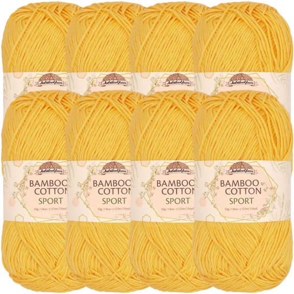 JubileeYarn Bamboo Cotton Sport Yarn - 50g/Skein - Daisy Yellow - 8 Skeins