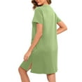 thumbnail image 4 of felwors Women Zipper Front House Coat Short Sleeves/3/4 Sleeve Robe Bathrobes Lightweight Knee Length Short House Dress Light Green, XL, 4 of 8