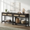 thumbnail image 3 of SICOTAS 39.4 Inch Wide Rattan Console Table Set of 2 with 2 Drawers & Shelf, Boho Entryway table with Large Storage Capacity for Entrance Way, Hallway, Living Room - Black Oak, 3 of 7