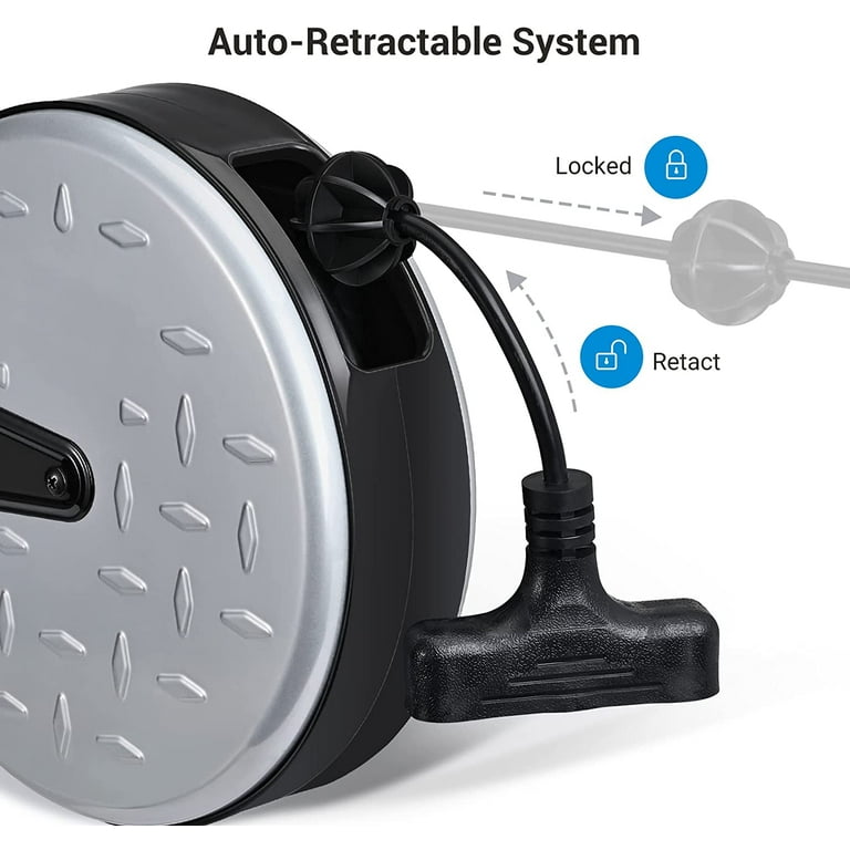LWLIUANG 30 Ft Retractable Extension Cord Reel, Ceiling/Wall Mount