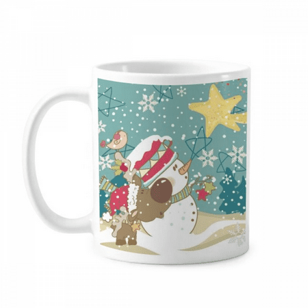 

mas Snowman Snowflake Dog Festival Mug Pottery Cerac Coffee Porcelain Cup Tableware