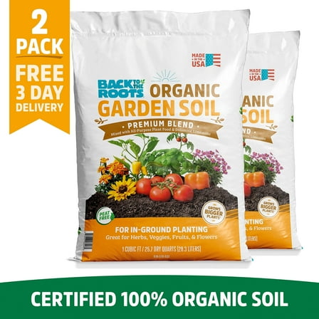 Organic Garden Soil (2 1 cu.ft. Bags ) 100% USA Made & Peat-Free, Blended with Organic Fertilizer