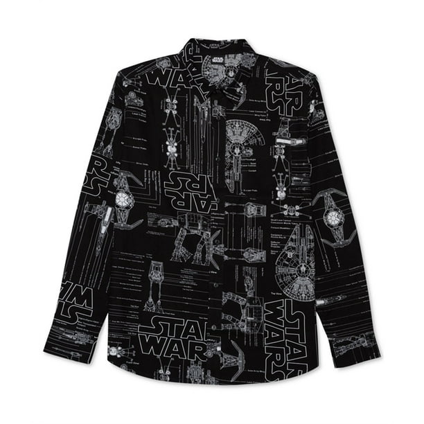 Camisa con botones Blueprint de Star Wars para hombre, negro, extragrande Star Wars Botones al frente