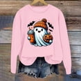thumbnail image 2 of Gunia Women'S Halloween Ghost Sweatshirts Graphic Oversized Sweatshirts Crewneck Long Sleeve Pullover Tops Fall Fashion Clothes Light Pink S-2Xl, 2 of 3