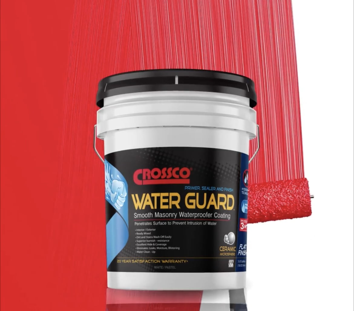 Crossco Water Guard 3 in 1 Primer Sealer and White Paint Satin Finish, 1 Gallon