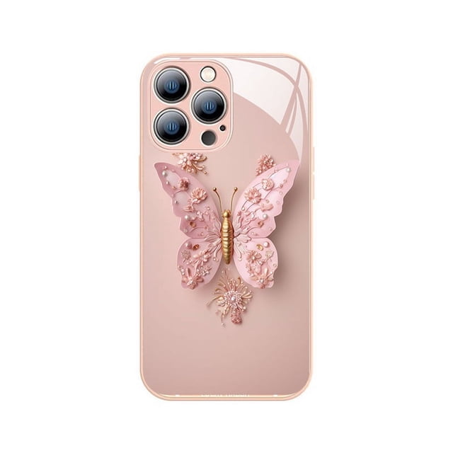 Funda de cristal para teléfono móvil iPhone 13 con diseño de mariposa de hadas para Apple 14Promax