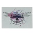thumbnail image 1 of Skull Cutting Board, Grunge Illustration of Human Skull Dragonfly with Watercolor Splash Sketchy, Decorative Tempered Glass Cutting and Serving Board, Small Size, Purple Pink Black, by Ambesonne, 1 of 1