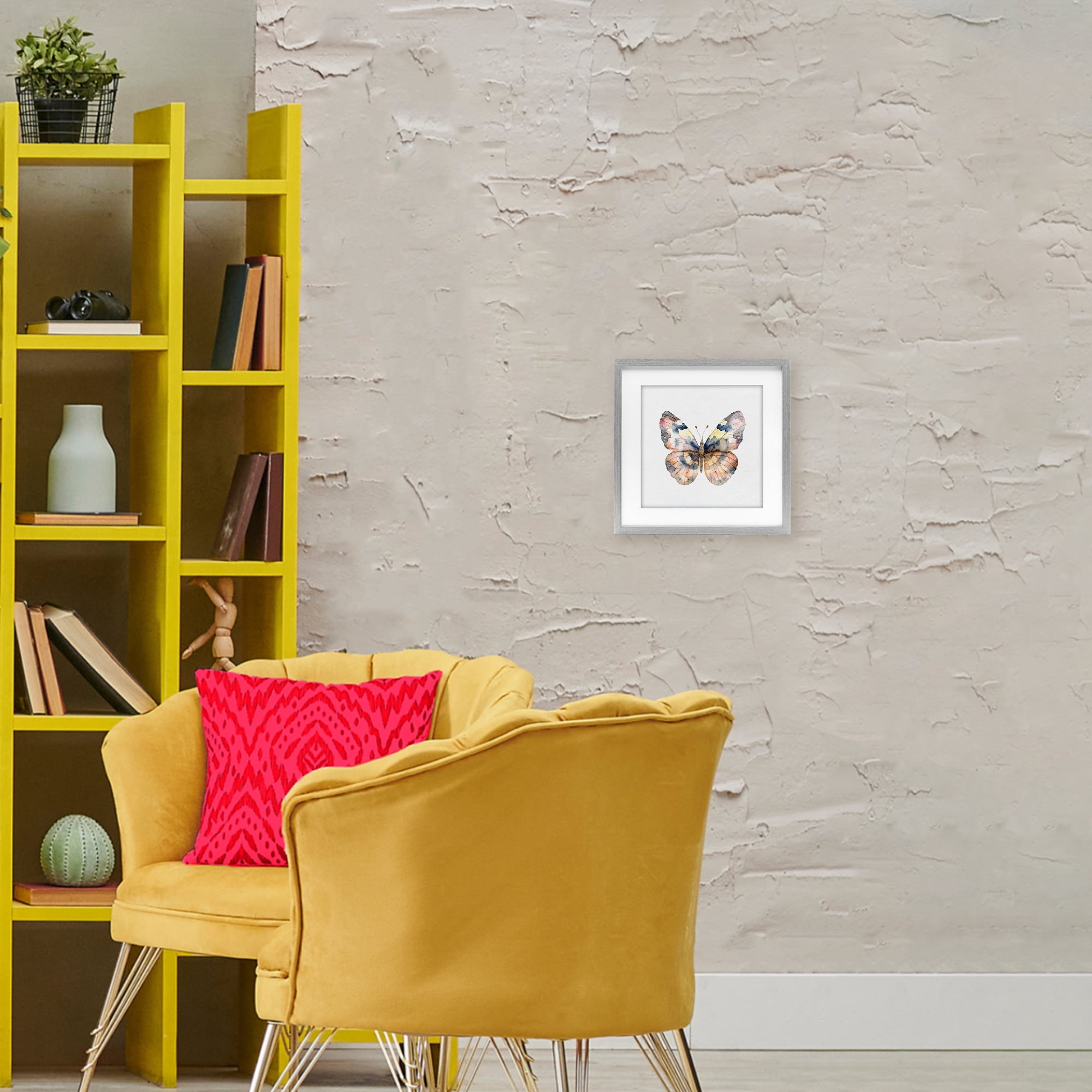 Stupell Industries Traditional Watercolor Butterfly Gray Framed Print Under Glass, design by Kim Allen
