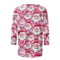 thumbnail image 4 of BiZtdJrK Today Prime Sales Women's 3/4 Sleeve Tops Christmas Cute Graphic Tees Trendy 3D Print Pullover Blouses Casual Round Neck Shirts Fall Clothes Pink 3XL, 4 of 6