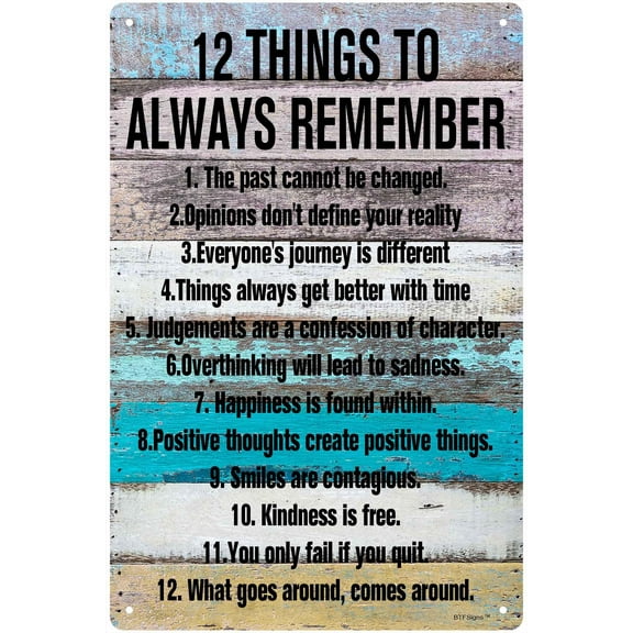 Motivate Sign 12 Things To Always Remember Sign Inspirational And Uplifting Wall Art Decoration Size: 12 x 16 inch