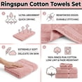 thumbnail image 3 of KAHAF COLLECTION 6 Piece Towel Set Pink – 100% Ringspun Cotton Soft & Highly Absorbent – Includes 2 Bath Towels, 2 Hand Towels & 2 Washcloths – Quick Dry, Durable, and Luxurious Bathroom Ess, 3 of 8