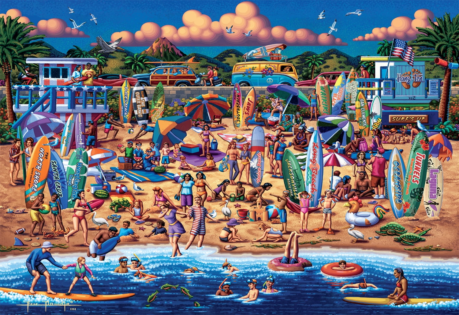 Buffalo Games 2000-Piece Dowdle Surfin' USA Interlocking Jigsaw Puzzle
