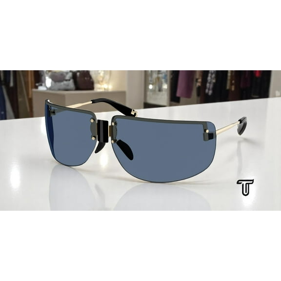 TORY BURCH TY5015M 331080 Shiny Light Gold Navy Blue 75 mm Women's Sunglasses