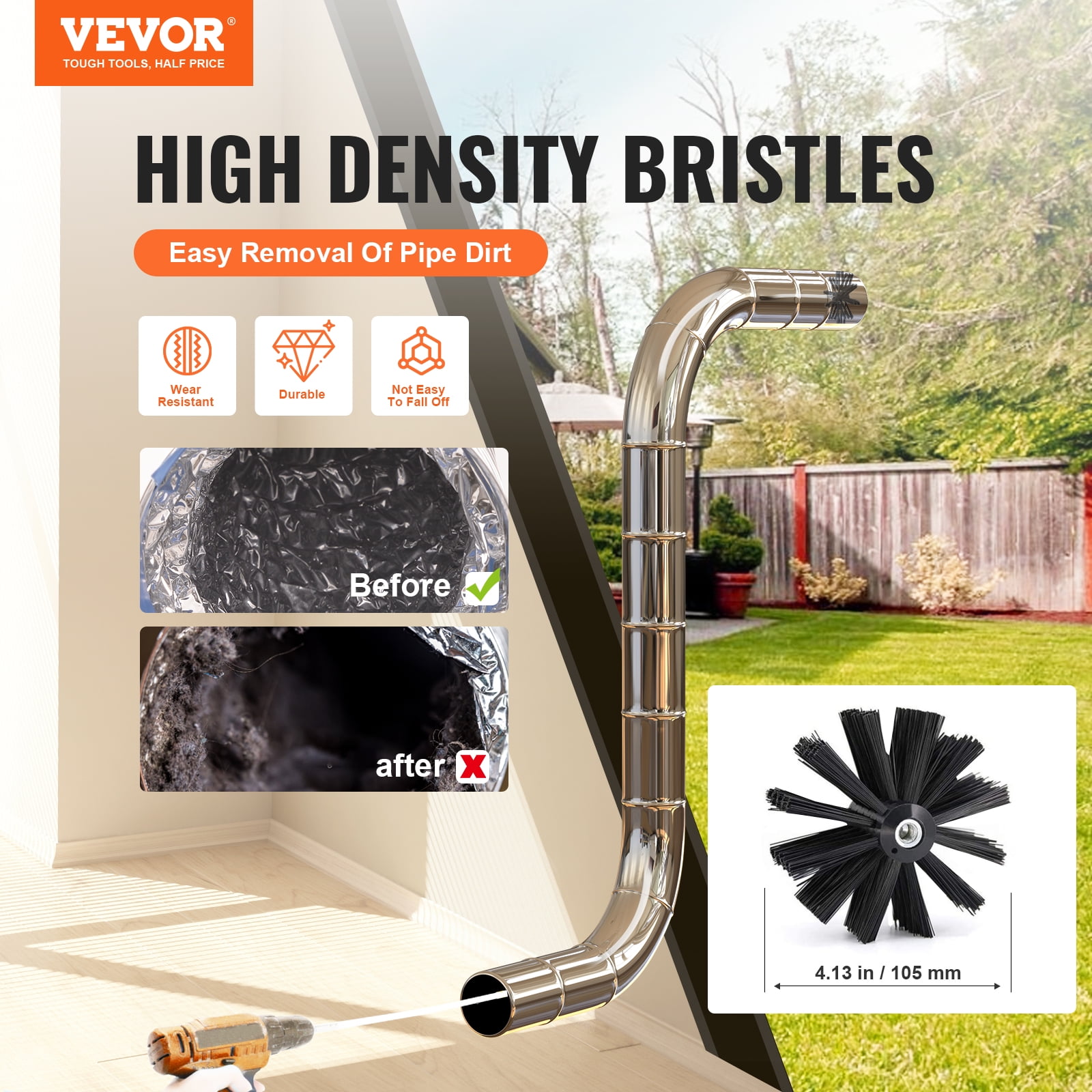 VEVOR 50 FEET Dryer Vent Cleaner Kit, 37 Pieces Duct Cleaning