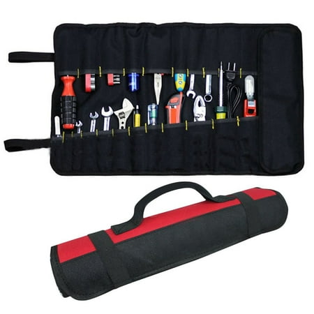 Hot Sale! 22 Pockets Hardware Tool Roll Pliers Screwdriver Spanner Carry  Case Pouch Bag Red