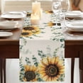 thumbnail image 3 of Sunflower Eucalyptus Table Runner, Farmhouse Weeping Botanical Linen Washable Cotton Linen Table Runners 90 Inches Long, Dresser Scarf Runner for Dining/Coffee/Kitchen/Hallway Tables 13''x90'', 3 of 9