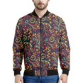 thumbnail image 4 of Chaquetas bomber de primavera y otoño para hombre, con estampado floral 3D por todas partes, con cremallera, unisex, informal, de manga larga, con cremallera, talla 6XL, 4 of 5