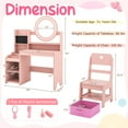 thumbnail image 3 of Gymax Kids Vanity Table Set w/ Lighted LED Mirror Princess Dressing Table w/ Chair Pink, 3 of 10