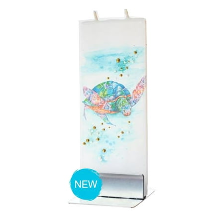 Flat Havdalah Candle - Flatyz Handmade Lithuanian Twin Wick Unscented Thin Flat Candle- Sea Turtle