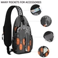 thumbnail image 2 of Sling Backpack,Halloween Spider Web Pumpkin Pattern Crossbody Bag with Water Bottle Holder,Waterproof Sling Bag for Men/Women with Chest Phone Holder for Hiking,Travel, 2 of 6