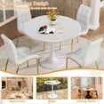 thumbnail image 7 of 5-Piece Dining Table Set, 31.5" Round Tulip Pedestal Dining Table and 4 Ergonomically Designed PU Chairs, Dining Table Set for Kitchen, Living Room, Office, 7 of 7
