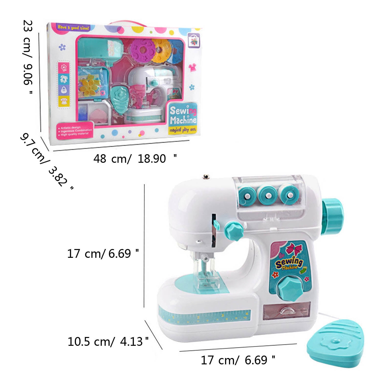 Portable Sewing Machine Mini Household Electric Sewing Machine with LED Lights Home Crafting Mending Tools Toy for Kids