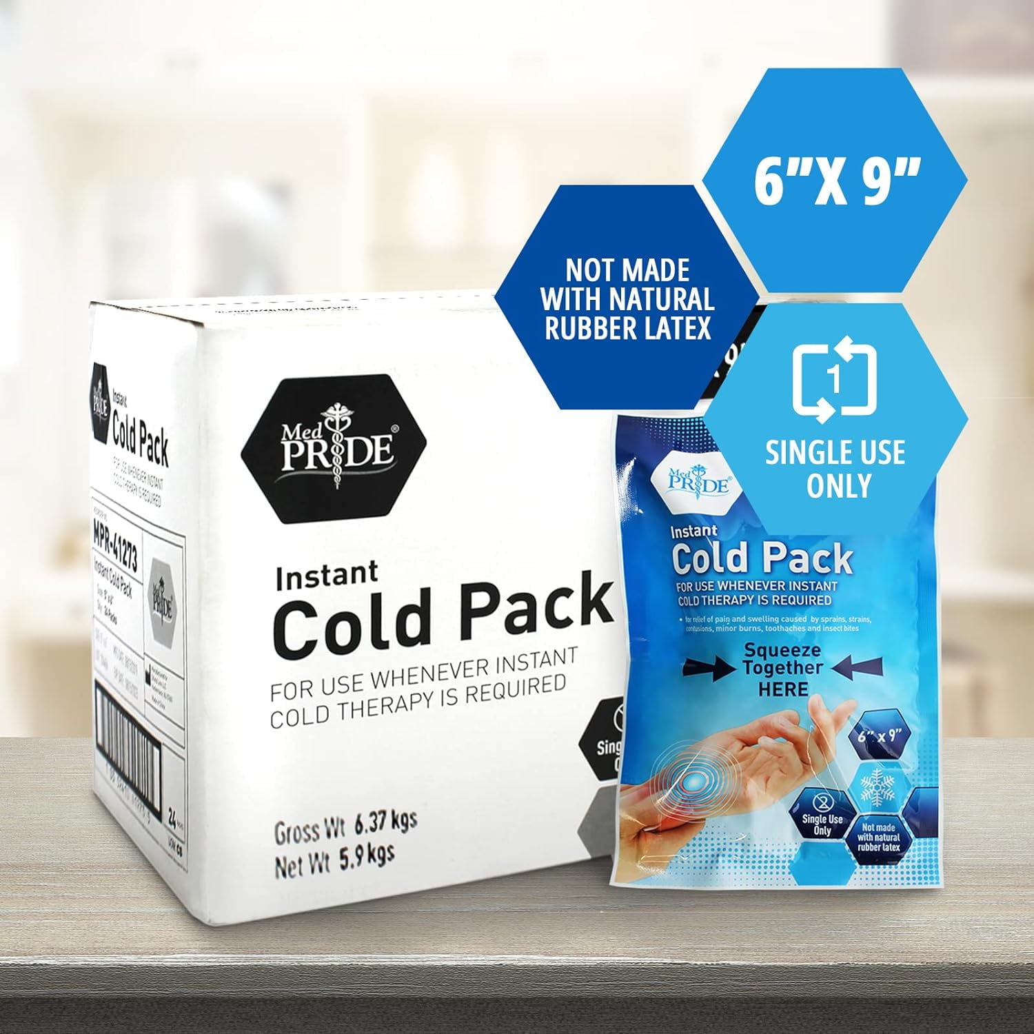 MEDPRIDE Instant Cold Packs Disposable Ice Packs for Injuries & Pain Relief, 24-Pack