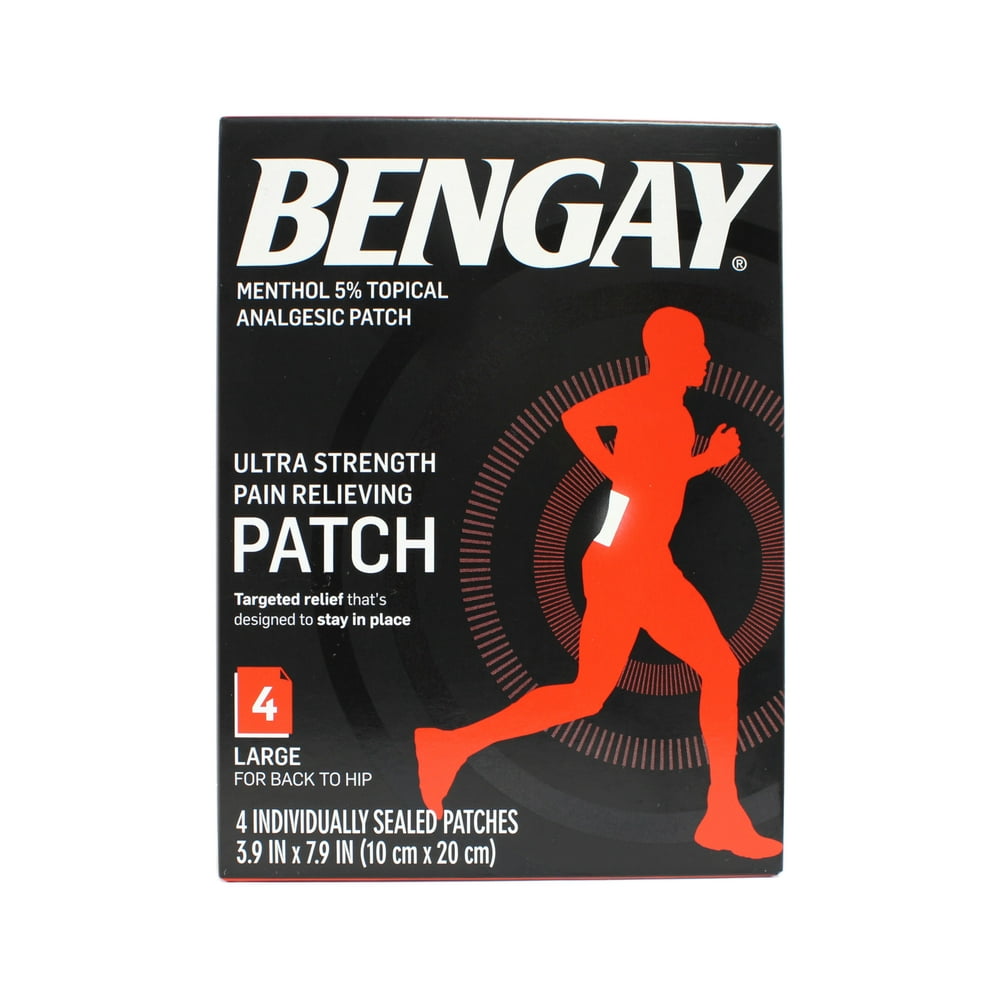 Bengay Ultra Strength, Pain Relieving Patch, Large Size, 4 Count Each