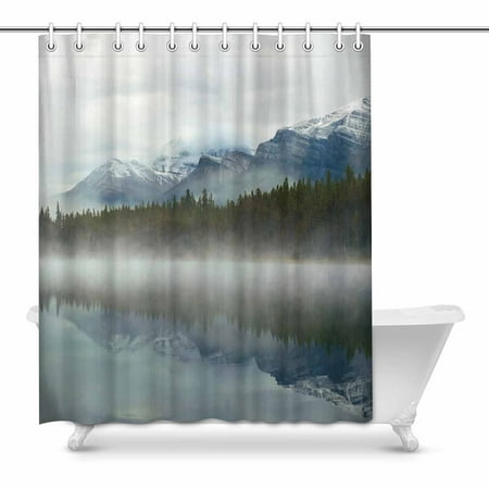 Yusdecor Nature Theme Lake Herbert Panorama Foggy Mountain In Canada Decor Waterproof Polyester Bathroom Shower Curtain Bath Decorations 60x72 Inch Lake Herbert Panorama Foggy Mountain, Nature Shower Curtain Canada